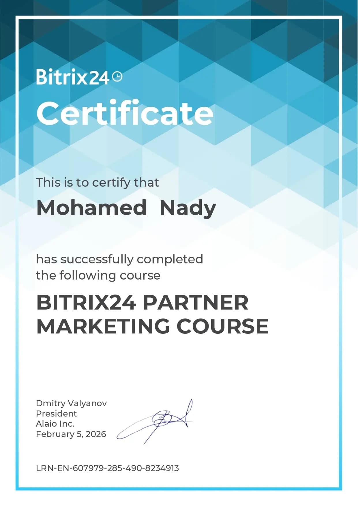 Bitrix24 Certificate 1